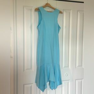 Fashion Nova Blue Asymmetrical High-Low Halter Dress
